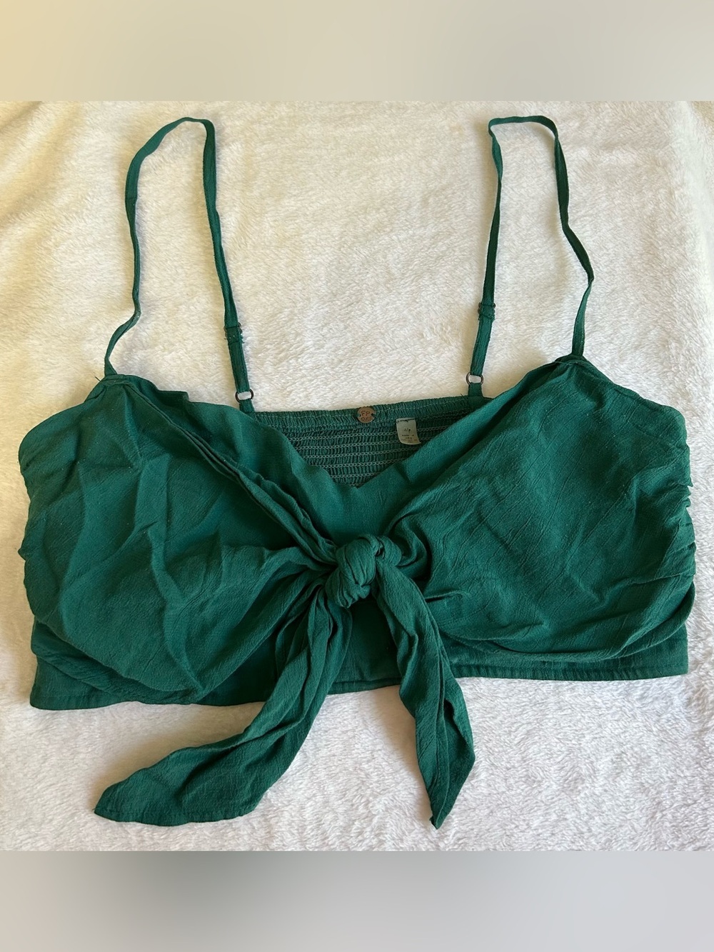 Free People FP One Palermo Green Bow Front Crop Top Small - Picture 2 of 7